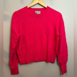 J.CREW cropped cashmere crewneck heather neon petunia pink -M BG654